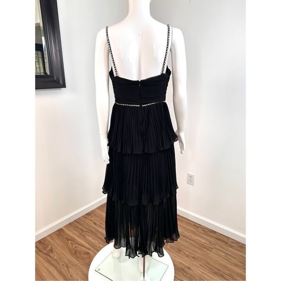 Self-Portrait Bustier Tiered Chiffon Midi-Dress size 8 - Picture 8 of 12